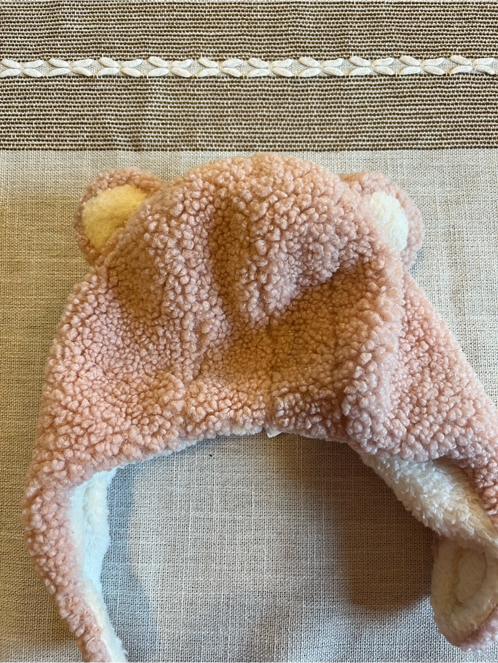 Baby Plush Ear Flap Bear Ears Hat - Blush Pink